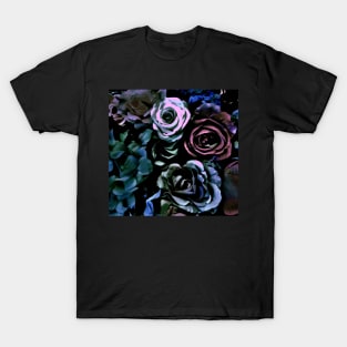 DARK MUTED ROSES HYDRANGEA FLORAL POSTER PRINT T-Shirt